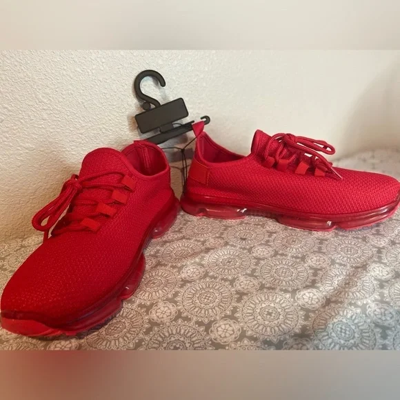 Taxi~NWT~Aries~Red~Breathable Mesh Textile~Lace-Up~Athletic Sneaker Shoe~Size 10 - Picture 5 of 13